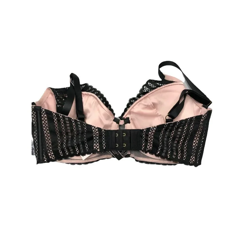 NEW Victoria’s Secret lace push up bra Sz 32DD black pink‎